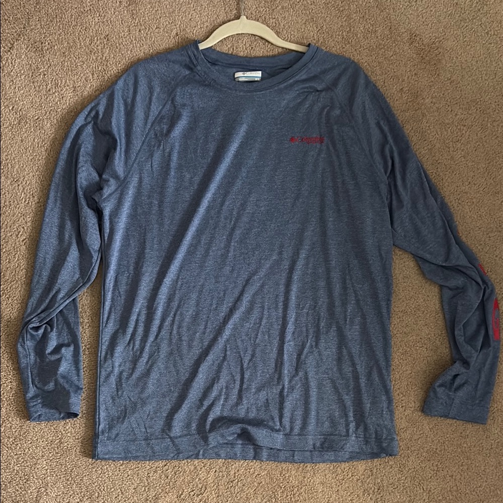 Columbia Blue Long Sleeve Tee Casual Comfort